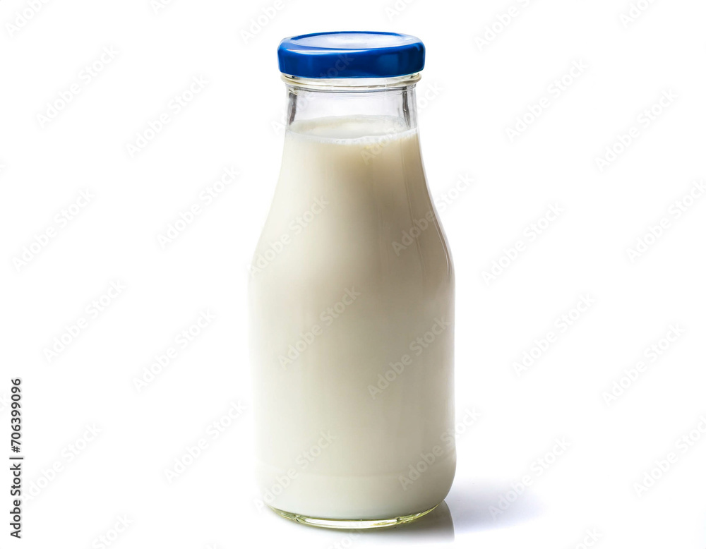 Milchflasche isoliert auf weißem Hintergrund, Freisteller Milchflasche isoliert auf weißem Hintergrund, Freisteller