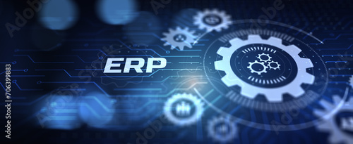 ERP Enterprise resources planning business finance technology concept. photo