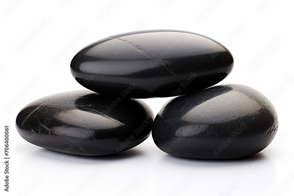Black spa stones isolated on white background Black spa stones isolated on white background