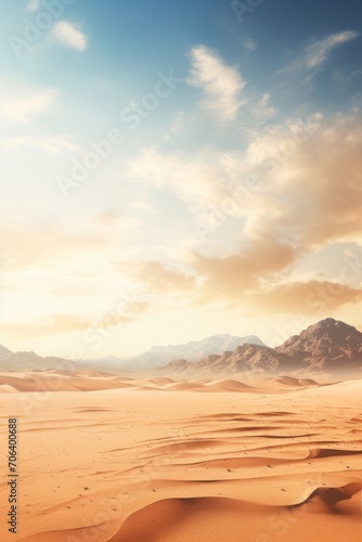 Sweeping vista of an empty desert scene AI generated illustration