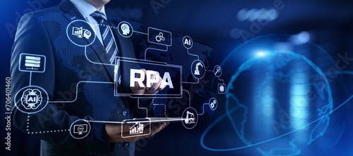 RPA Robotic process automation business process optimisation innovation technology concept.