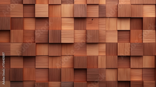 Organic Elegance: Wooden Squares Texture in 3D Rendering Wallpaper