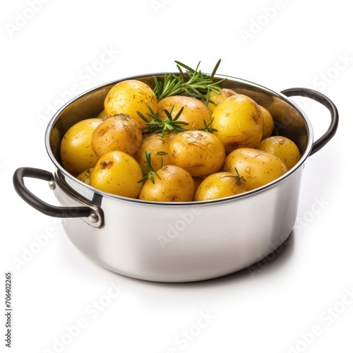 potato in a white bowl isolated on white background