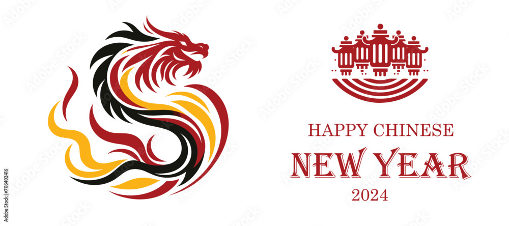 Background or banner design for Lunar New Year 2024, celebrating the Year of the Dragon in the Chinese zodiac.