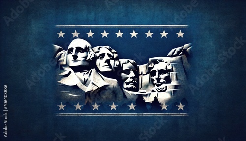 Mount Rushmore Illustration on Textured Background, Patriotic Theme, Presidents' Day photo