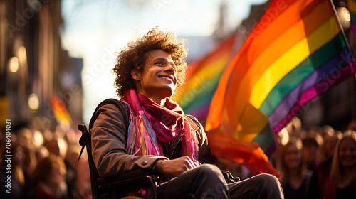 Disabled person participating in an event of the LGTBI community photo
