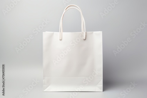 White paper shopping bag on white background