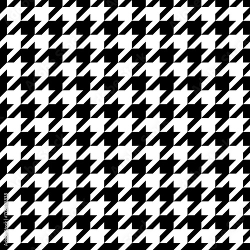 Houndstooth seamless pattern. Pied poule background. Repeating pieds tileable. Repeated abstract puppytooth. Tillable tweed. Dogtooth prints. Tartan repeat cloth. Woven tile. Vector illustration