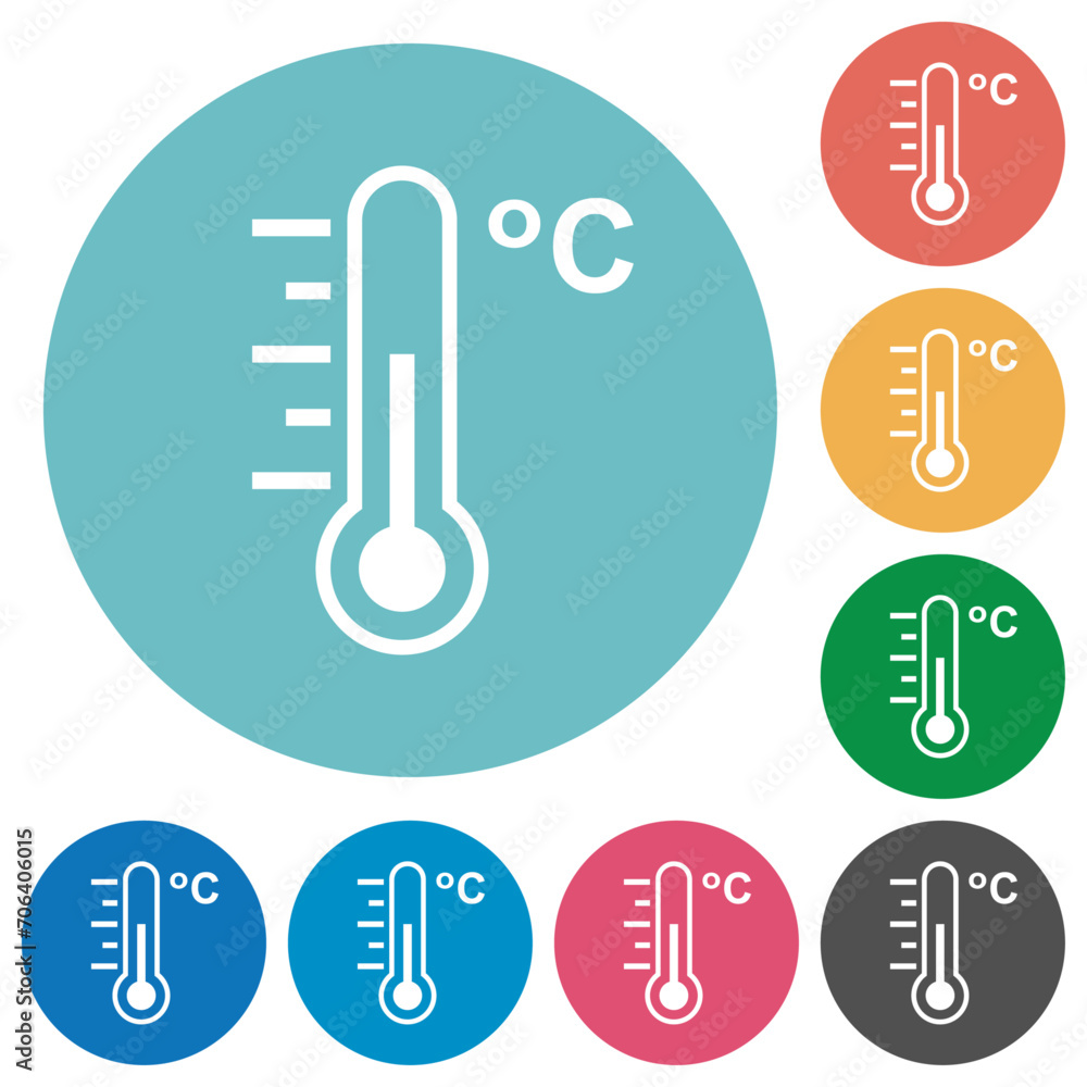 Celsius thermometer medium temperature flat round icons Celsius thermometer medium temperature flat round icons