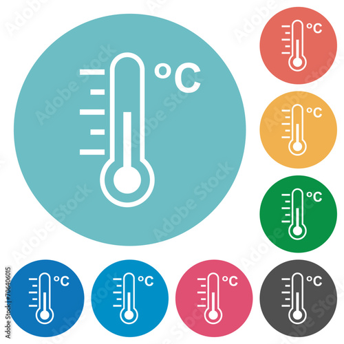 Celsius thermometer medium temperature flat round icons