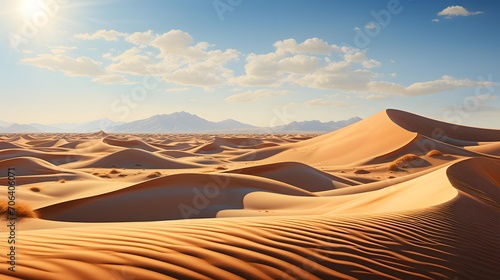 Sand dunes in the Sahara desert. Morocco. Panorama.