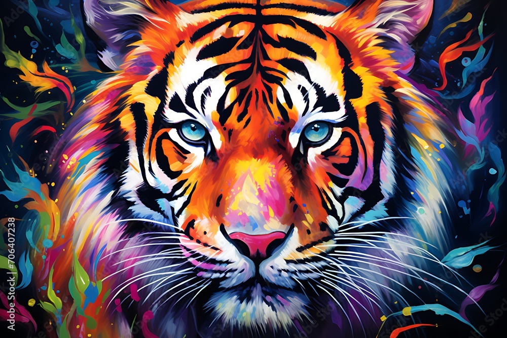 Strokes of Power: A Captivating Airbrush Portrait of a Tiger