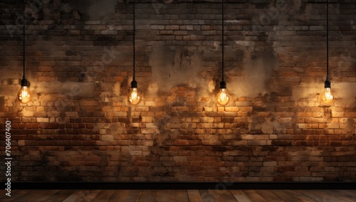 Room with a brick wall and old lighting