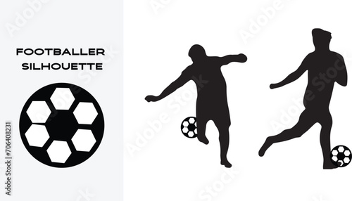 soccer players silhouettes. silhouettes of people in poses. Football player silhouette with many styles isolated on white background 