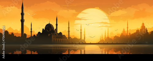 dawn and sunrise over the eastern mosque