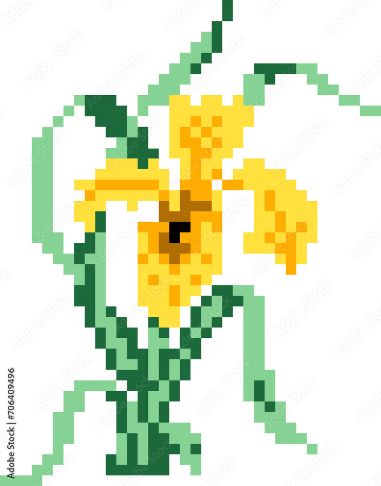 Flower cartoon icon in pixel style Flower cartoon icon in pixel style