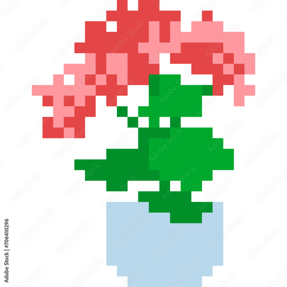 Flower cartoon icon in pixel style Flower cartoon icon in pixel style