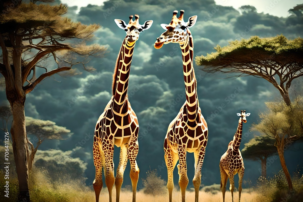 Fototapeta premium giraffe in the savannah
