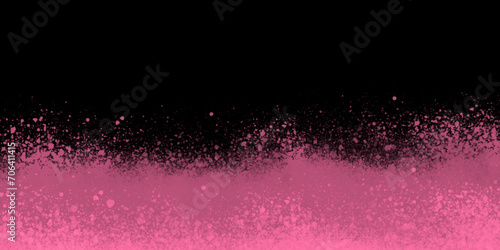Pink splash of color isolated on transparent dark background. Abstract red powder explosion with particles. Colorful dust cloud explode, paint holi, mist splash effect. Realistic vector illustration.