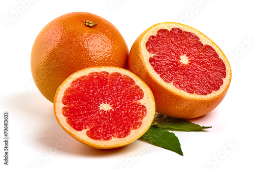 Red grapefruits, isolated on white background