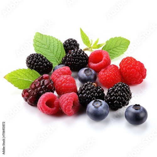 Wild berries mix on white background