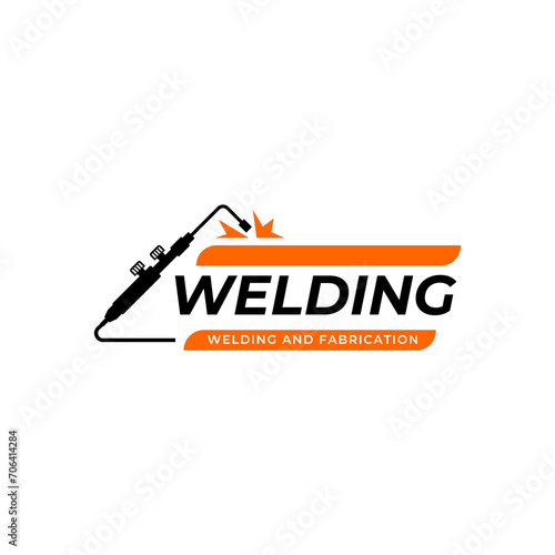 Welding torch logo design. Welder tool vector design. Welding work logotype. photo