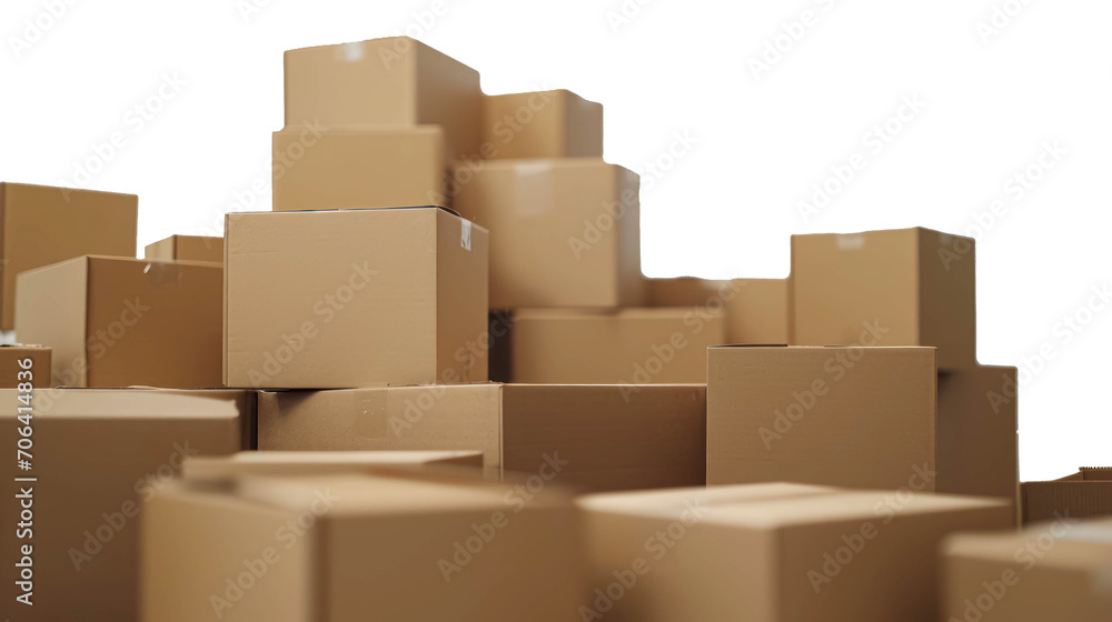 Cardboard Boxes on White Background. Packages for Shipping or Moving Cardboard Boxes on White Background. Packages for Shipping or Moving