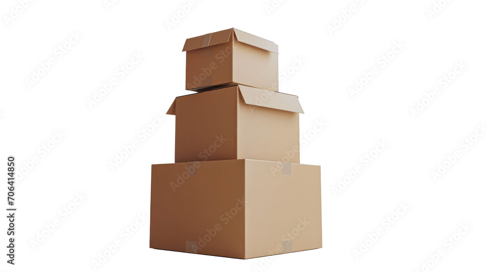 Cardboard Boxes on Transparent Background. PNG. Packages for Shipping or Moving