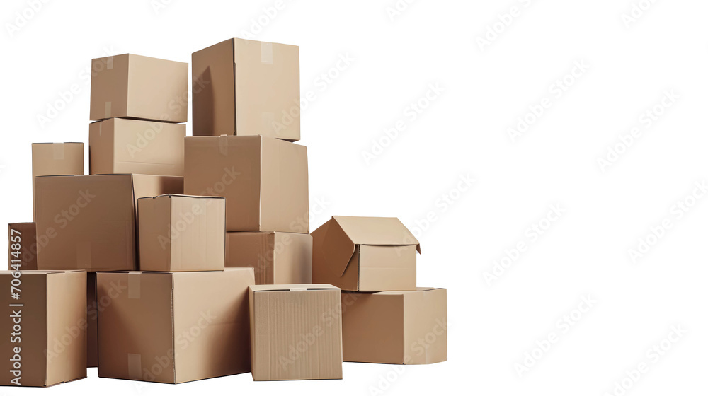 Cardboard Boxes on Transparent Background. PNG. Packages for Shipping or Moving Cardboard Boxes on Transparent Background. PNG. Packages for Shipping or Moving