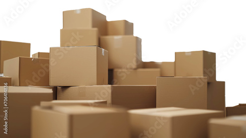 Cardboard Boxes on White Background. Packages for Shipping or Moving