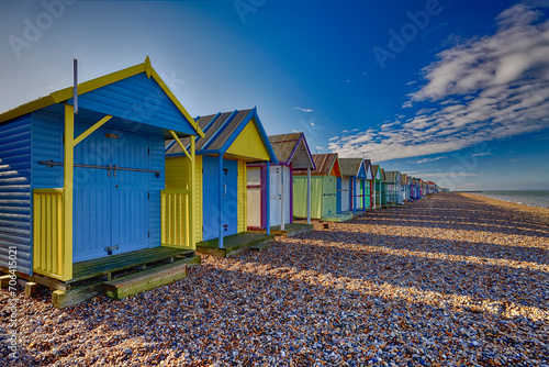 Colourful huts at the beach in Herne Bay Kent England photo