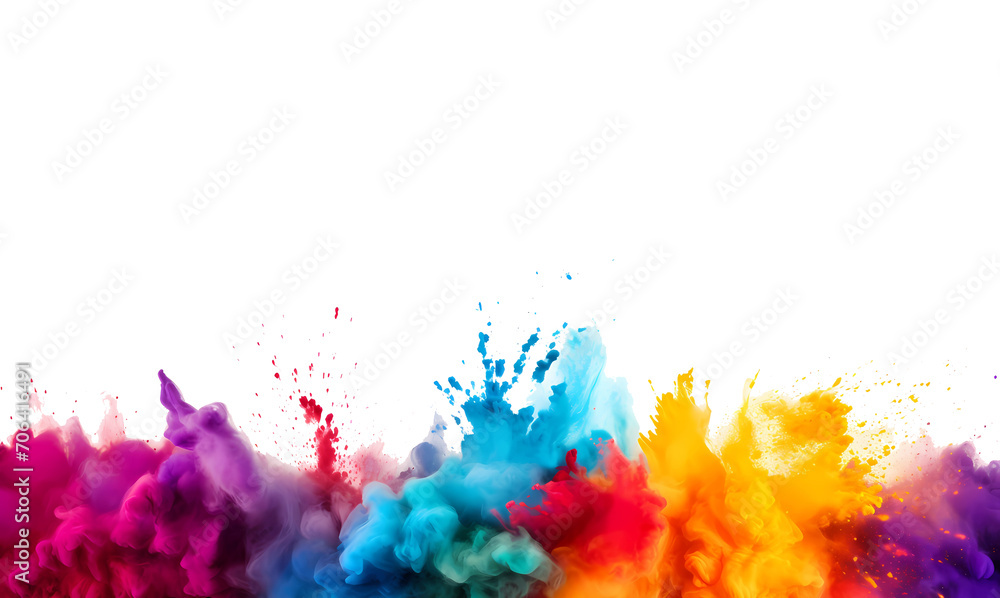 Colorful Explosion of Holi Powder with Rainbow Hues. Perfect for LGBT Events And Indian Festival Celebrations. Banner With Copy Space. AI Generated