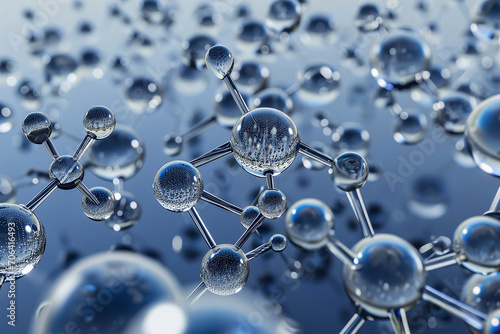 Molecular structure on blue background photo