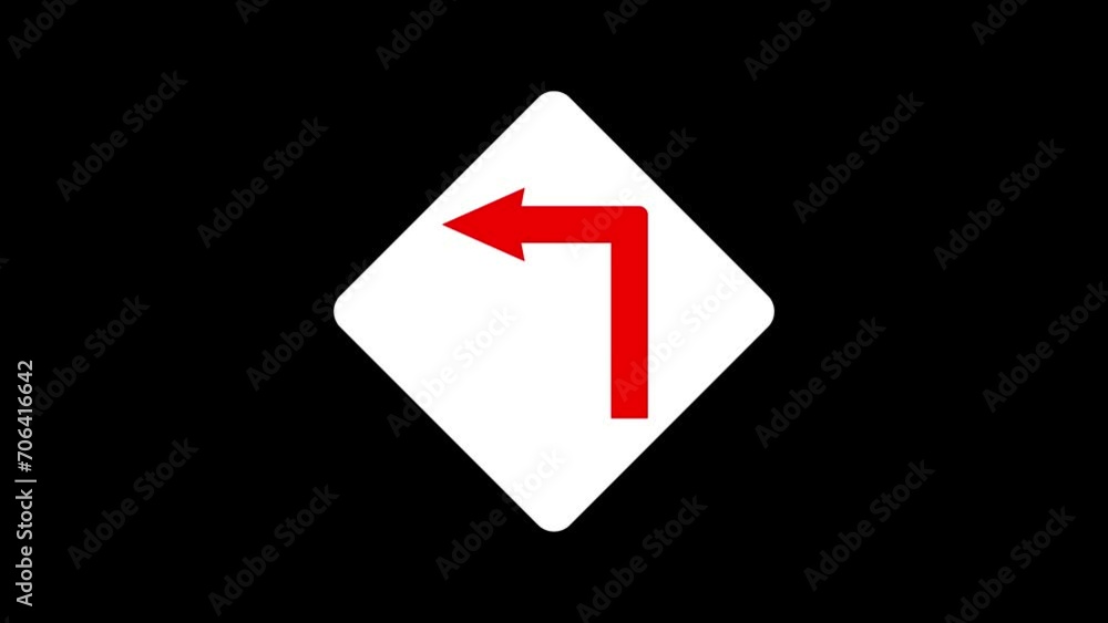 turn left curve ahead road sign icon white board animation on green black background turn left curve ahead road sign icon white board animation on green black background