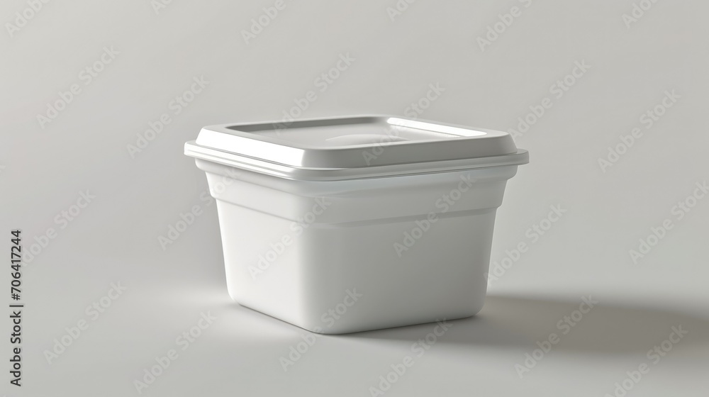 A single serving of plain yogurt in a white plastic container A single serving of plain yogurt in a white plastic container