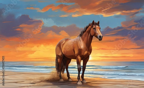 Leonardo Diffusion XL A brown horse standing on top of a sandy