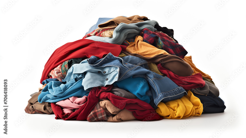 Stack of clothes, A pile of clothes on white background , Ai generated image 