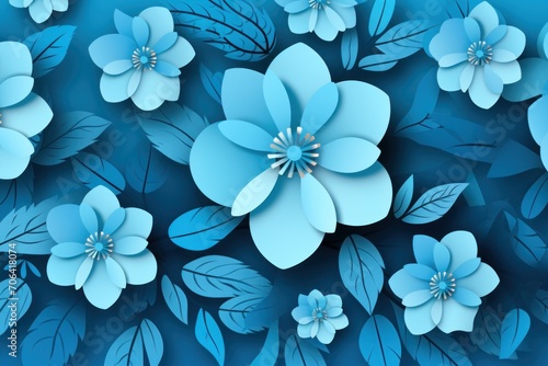 Cyan pastel template of flower designs with leaves and petals