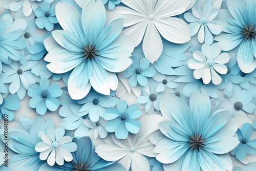 Cyan pastel template of flower designs with leaves and petals