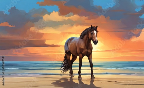 Leonardo Diffusion XL A brown horse standing on top of a sandy