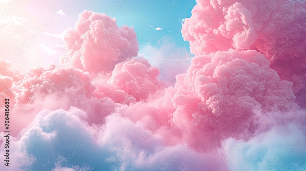 Cotton pink clouds on the sky.