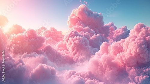 Cotton pink clouds on the sky. photo