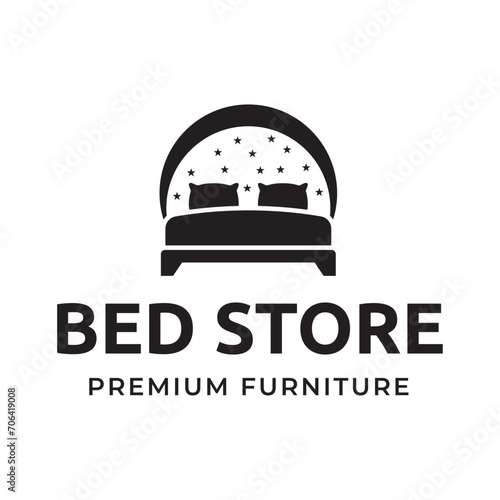 Bed store logo. Simple Furniture Bed Store Logo Template Vector
