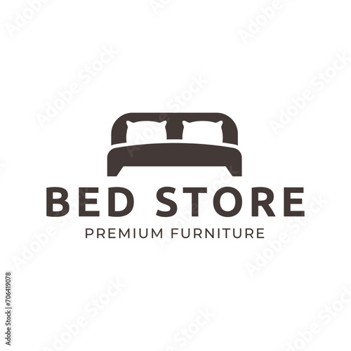 Bed store logo. Simple Furniture Bed Store Logo Template Vector 