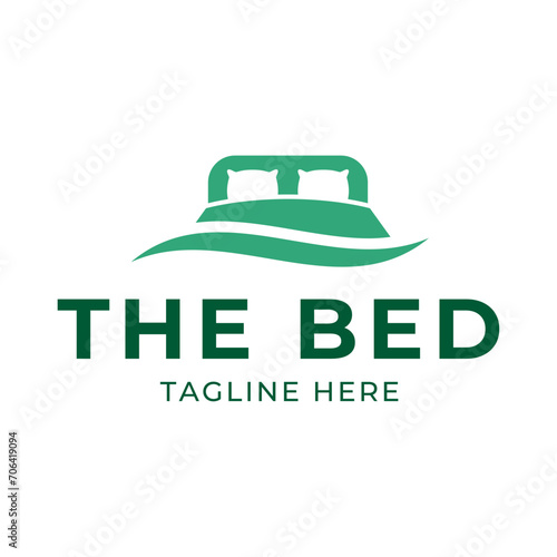 Bed store logo. Simple Furniture Bed Store Logo Template Vector
