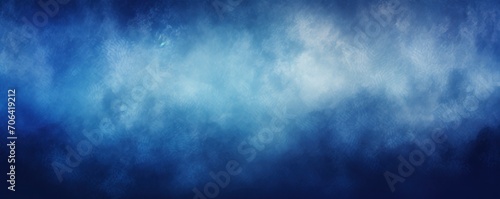 Dark blue white grainy background, abstract blurred color gradient noise texture banner