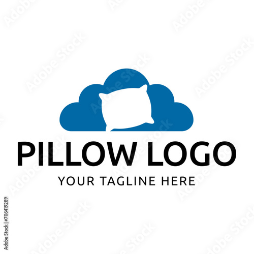 Simple Design Sleeping Pillow. Logo for Business, Interior, Furniture and Sleep Symbol.