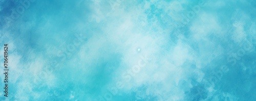 Cyan white grainy background, abstract blurred color gradient noise texture banner © GalleryGlider