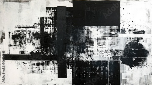 Generative AI, vintage grunge black and white collage background. Different textures and shapes 
