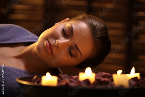 Woman getting spa massage treatment